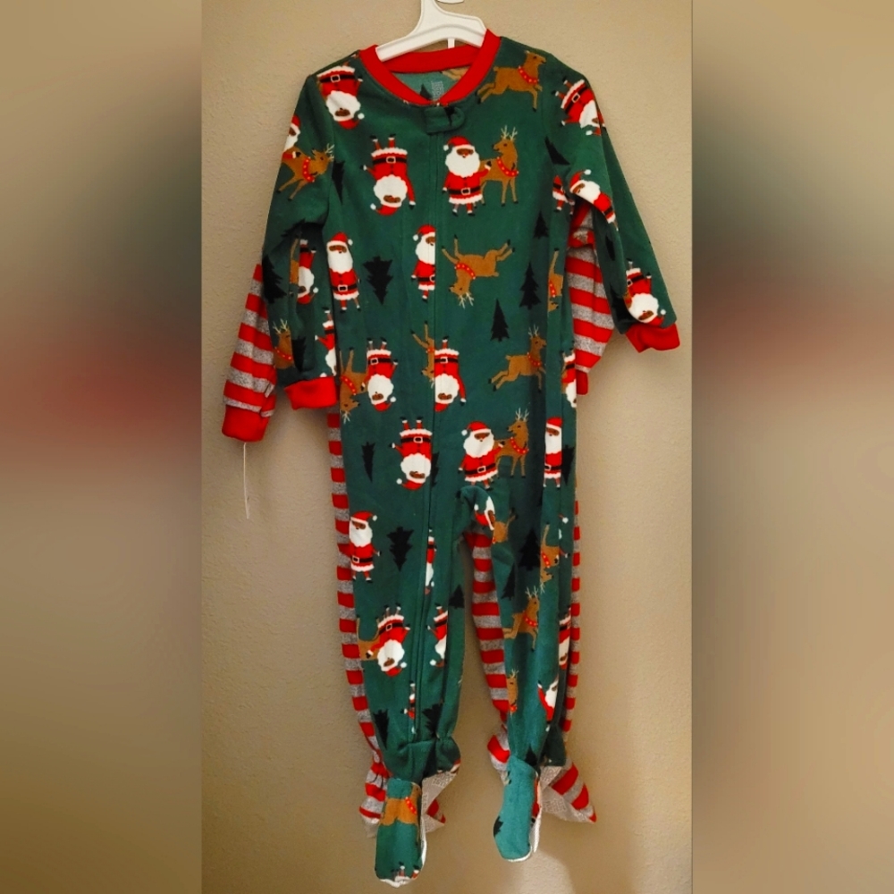 Carters Just One You Toddler Boys  Striped Santa Clause Footed Pajama Multi Size